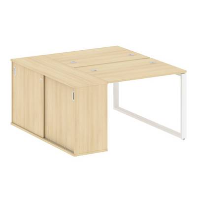 Metal System Style БО.РС-СШК-1.1 (Акация лорка/белый) Рабочая станция на О-образном м/к с опорным шкафом-купе
