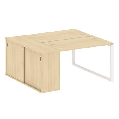 Metal System Style БО.РС-СШК-1.2 (Акация лорка/белый) Рабочая станция на О-образном м/к с опорным шкафом-купе