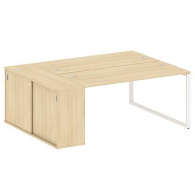 Metal System Style БО.РС-СШК-1.4 (Акация лорка/белый) Рабочая станция на О-образном м/к с опорным шкафом-купе