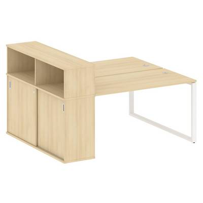 Metal System Style БО.РС-СШК-2.3 (Акация лорка/белый) Рабочая станция на О-образном м/к с опорным шкафом-купе