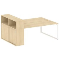 Metal System Style БО.РС-СШК-2.5 (Акация лорка/белый) Рабочая станция на О-образном м/к с опорным шкафом-купе