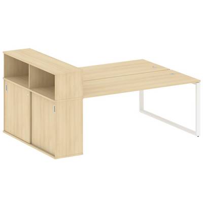 Metal System Style БО.РС-СШК-2.5 (Акация лорка/белый) Рабочая станция на О-образном м/к с опорным шкафом-купе