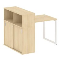 Metal System Style БО.РС-СШК-3.1 (Акация лорка/белый) Стол письменный на О-образном м/к с опорным шкафом-купе
