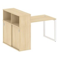Metal System Style БО.РС-СШК-3.2 (Акация лорка/белый) Стол письменный на О-образном м/к с опорным шкафом-купе