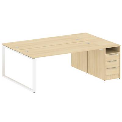 Metal System Style БО.РС-СТП-2.5 (Акация лорка/белый) Рабочая станция на О-образном м/к с опорной тумбой