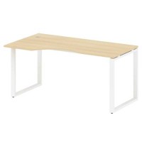 Metal System Style БО.СА-1 Л (Акация лорка/белый) Стол криволинейный левый на О-образном м/к