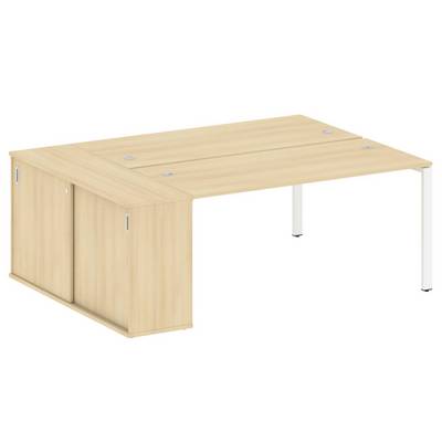 Metal System Style БП.РС-СШК-1.4 (Акация лорка/белый) Рабочая станця на П-образном м/кя с опорным шкафом-купе