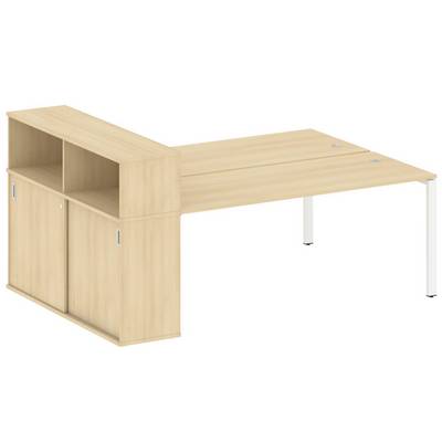 Metal System Style БП.РС-СШК-2.5 (Акация лорка/белый) Рабочая станция на П-образном м/к с опорным шкафом-купе