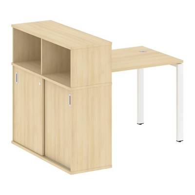 Metal System Style БП.РС-СШК-3.1 (Акация лорка/белый) Стол письменный на П-образном м/к с опорным шкафом-купе