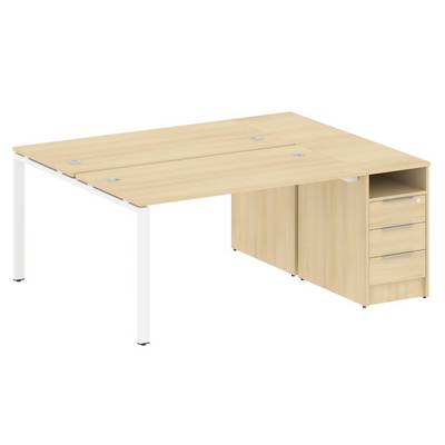 Metal System Style БП.РС-СТП-2.3 (Акация лорка/белый) Рабочая станция на П-образном м/к с опорной тумбой