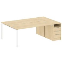 Metal System Style БП.РС-СТП-2.5 (Акация лорка/белый) Рабочая станция на П-образном м/к с опорной тумбой