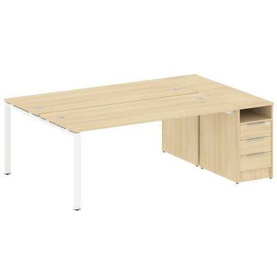 Metal System Style БП.РС-СТП-2.5 (Акация лорка/белый) Рабочая станция на П-образном м/к с опорной тумбой
