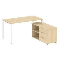 Metal System Style БП.РС-СТС-2.3 Пр (Акация лорка/белый) Рабочая станция на П-образном м/к с опорной тумбой правая