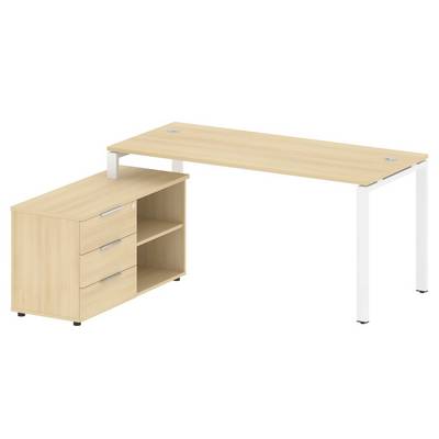 Metal System Style БП.РС-СТС-2.4 Л (Акация лорка/белый) Рабочая станция на П-образном м/к с опорной тумбой левая