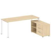Metal System Style БП.РС-СТС-2.5 Пр (Акация лорка/белый) Рабочая станция на П-образном м/к с опорной тумбой правая