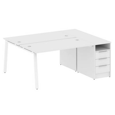 Metal System Style БА.РС-СТП-2.3 (Белый/белый) Рабочая станция на А-образном м/к с опорной тумбой