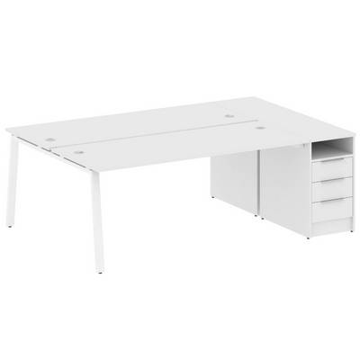 Metal System Style БА.РС-СТП-2.5 (Белый/белый) Рабочая станция на А-образном м/к с опорной тумбой