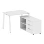 Metal System Style БА.РС-СТС-2.1 Пр (Белый/белый) Рабочая станция на А-образном м/к с опорной тумбой правая