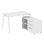 Metal System Style БА.РС-СТС-2.2 Пр (Белый/белый) Рабочая станция на А-образном м/к с опорной тумбой правая