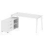 Metal System Style БА.РС-СТС-2.4 Л (Белый/белый) Рабочая станция на А-образном м/к с опорной тумбой левая