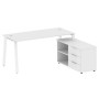 Metal System Style БА.РС-СТС-2.4 Пр (Белый/белый) Рабочая станция на А-образном м/к с опорной тумбой правая