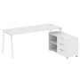 Metal System Style БА.РС-СТС-2.5 Пр (Белый/белый) Рабочая станция на А-образном м/к с опорной тумбой правая