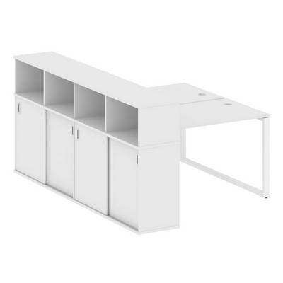 Metal System Style БО.РС-СШК-4.2 (Белый/белый) Рабочая станция на О-образном м/к с опорным шкафом-купе