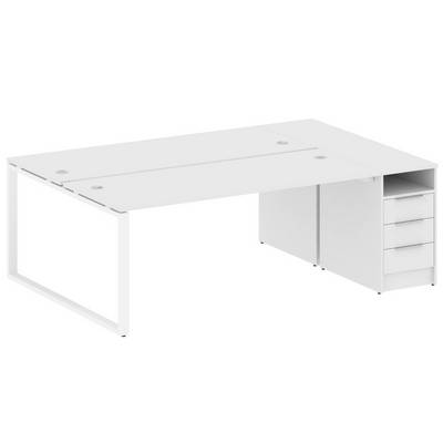 Metal System Style БО.РС-СТП-2.5 (Белый/белый) Рабочая станция на О-образном м/к с опорной тумбой