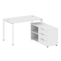 Metal System Style БП.РС-СТС-2.2 Л (Белый/белый) Рабочая станция на П-образном м/к с опорной тумбой левая