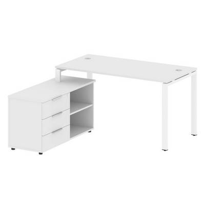 Metal System Style БП.РС-СТС-2.3 Л (Белый/белый) Рабочая станция на П-образном м/к с опорной тумбой левая