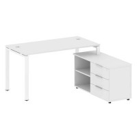 Metal System Style БП.РС-СТС-2.3 Пр (Белый/белый) Рабочая станция на П-образном м/к с опорной тумбой правая