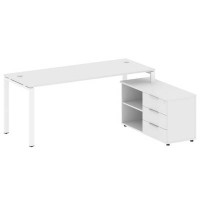 Metal System Style БП.РС-СТС-2.5 Пр (Белый/белый) Рабочая станция на П-образном м/к с опорной тумбой правая