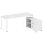 Metal System Style БП.РС-СТС-2.5 Пр (Белый/белый) Рабочая станция на П-образном м/к с опорной тумбой правая