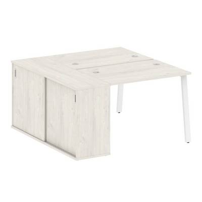 Metal System Style БА.РС-СШК-1.1 (Дуб Наварра/белый) Рабочая станция на А-образном м/к с опорным шкафом-купе