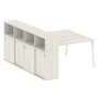 БА.РС-СШК-4.3 Рабочая станция с опорным шкафом-купе на А-образном м/к, правая, дуб наварра ЛДСП, белый