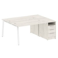 Metal System Style БА.РС-СТП-2.3 (Дуб Наварра/белый) Рабочая станция на А-образном м/к с опорной тумбой