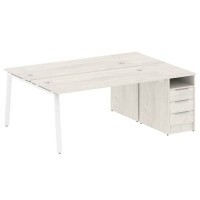 Metal System Style БА.РС-СТП-2.4 (Дуб Наварра/белый) Рабочая станция на А-образном м/к с опорной тумбой