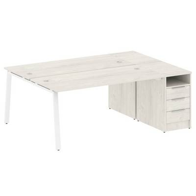 Metal System Style БА.РС-СТП-2.4 (Дуб Наварра/белый) Рабочая станция на А-образном м/к с опорной тумбой