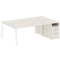 Metal System Style БА.РС-СТП-2.5 (Дуб Наварра/белый) Рабочая станция на А-образном м/к с опорной тумбой