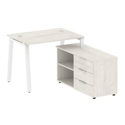 Metal System Style БА.РС-СТС-2.1 Пр (Дуб Наварра/белый) Рабочая станция на А-образном м/к с опорной тумбой правая