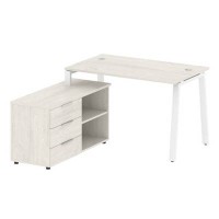 Metal System Style БА.РС-СТС-2.2 Л (Дуб Наварра/белый) Рабочая станция на А-образном м/к с опорной тумбой левая
