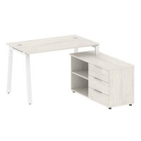 Metal System Style БА.РС-СТС-2.2 Пр (Дуб Наварра/белый) Рабочая станция на А-образном м/к с опорной тумбой правая