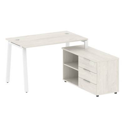 Metal System Style БА.РС-СТС-2.2 Пр (Дуб Наварра/белый) Рабочая станция на А-образном м/к с опорной тумбой правая
