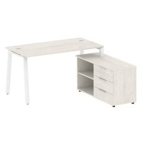 Metal System Style БА.РС-СТС-2.3 Пр (Дуб Наварра/белый) Рабочая станция на А-образном м/к с опорной тумбой правая