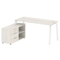 Metal System Style БА.РС-СТС-2.4 Л (Дуб Наварра/белый) Рабочая станция на А-образном м/к с опорной тумбой левая