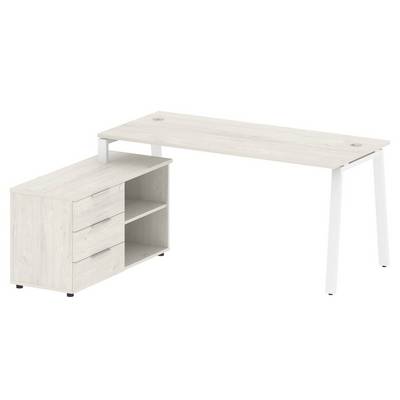 Metal System Style БА.РС-СТС-2.4 Л (Дуб Наварра/белый) Рабочая станция на А-образном м/к с опорной тумбой левая