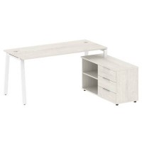 Metal System Style БА.РС-СТС-2.4 Пр (Дуб Наварра/белый) Рабочая станция на А-образном м/к с опорной тумбой правая