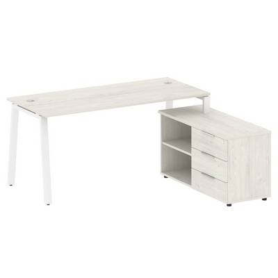 Metal System Style БА.РС-СТС-2.4 Пр (Дуб Наварра/белый) Рабочая станция на А-образном м/к с опорной тумбой правая