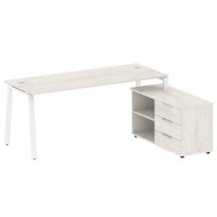 Metal System Style БА.РС-СТС-2.5 Пр (Дуб Наварра/белый) Рабочая станция на А-образном м/к с опорной тумбой правая