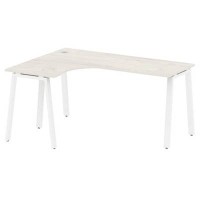 Metal System Style БА.СА-4 Л (Дуб Наварра/белый) Стол криволинейный левый на А-образном м/к